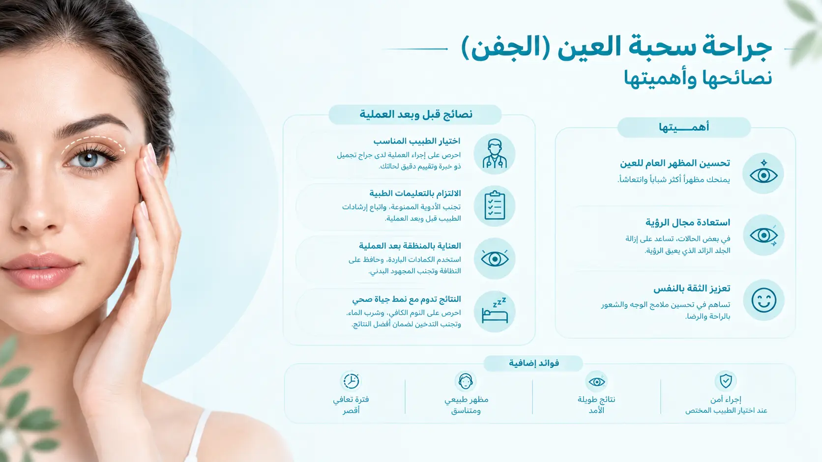 جراحة سحبة العین (الجفن)، نصائحها وأهميتها