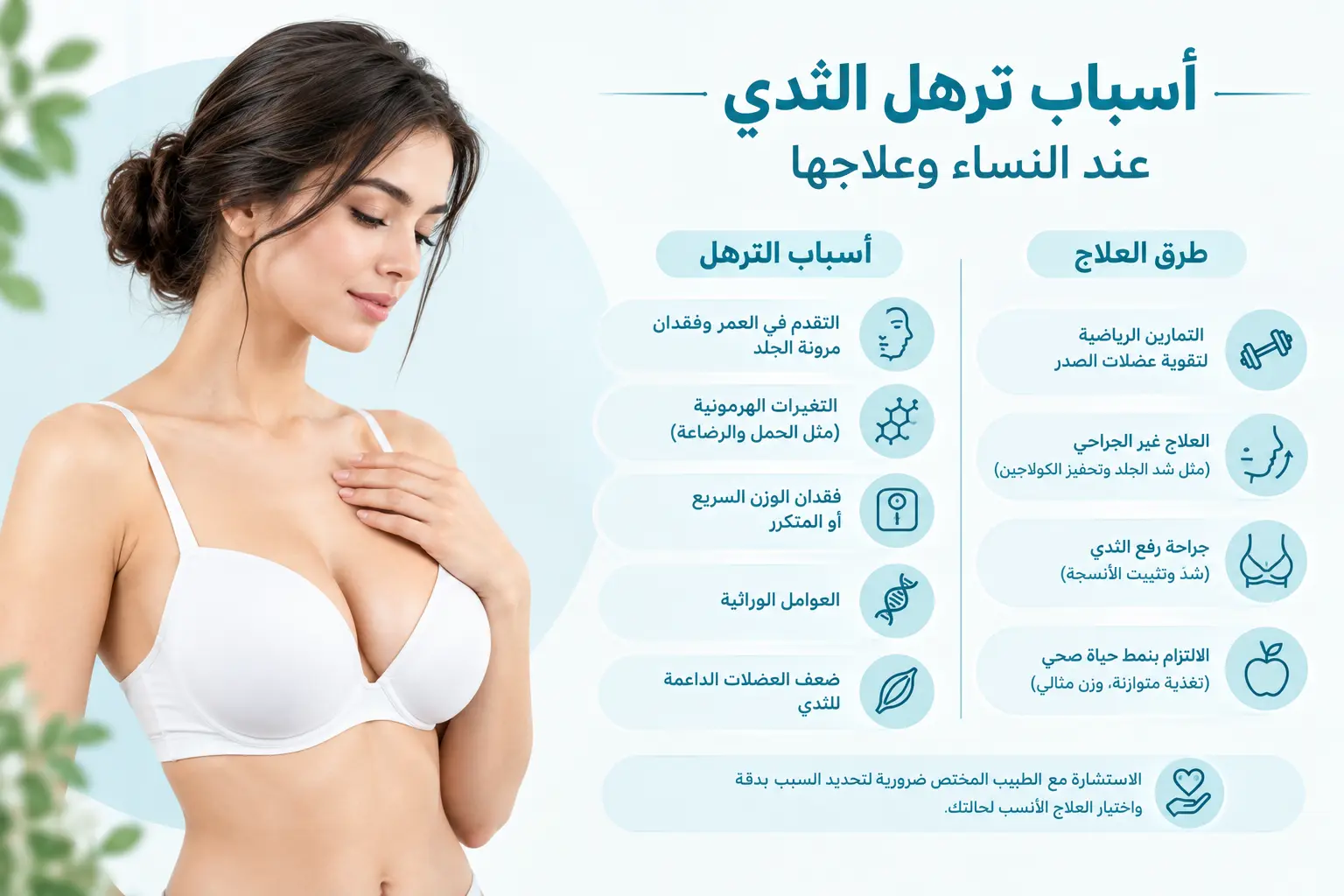 أسباب ترهل الثدي عند النساء وعلاجها
